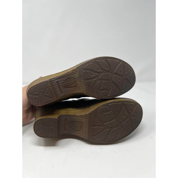 Born F13222 Womens Brown Leather Closed Toe Slip-On Block Heel Clog Shoes Size 9 - Picture 7 of 9